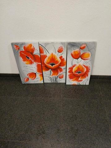 3-luik Schilderij Klaprozen beschikbaar voor biedingen