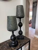 Zwarte kandelaar met windlicht, Antiek en Kunst, Ophalen of Verzenden