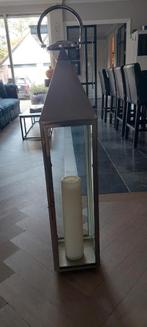 Grote Metalen Lantaarn, Huis en Inrichting, Woonaccessoires | Kandelaars en Kaarsen, Ophalen, Zo goed als nieuw, Grijs, Kaars