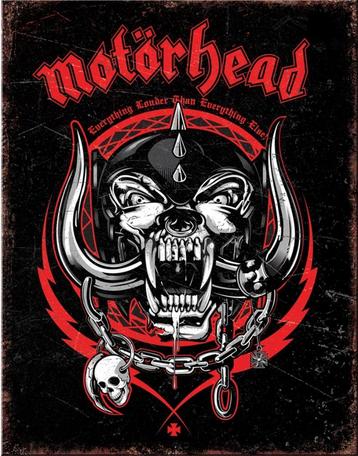 Motörhead Louder. Metalen wandbord 31,5 x 40,5 cm.  Een wand beschikbaar voor biedingen