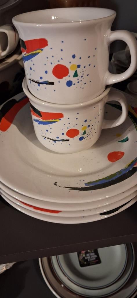 Vintage Koffiekopjes met Schotels en Taartbordjes Set, Gebruikt, Unknown, Keramiek, Unknown
