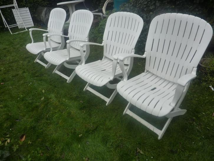 4 witte  classic tuinstoelen Allibert Tangor IZGS, Hobby en Vrije tijd, Overige Hobby en Vrije tijd, Gebruikt, Ophalen