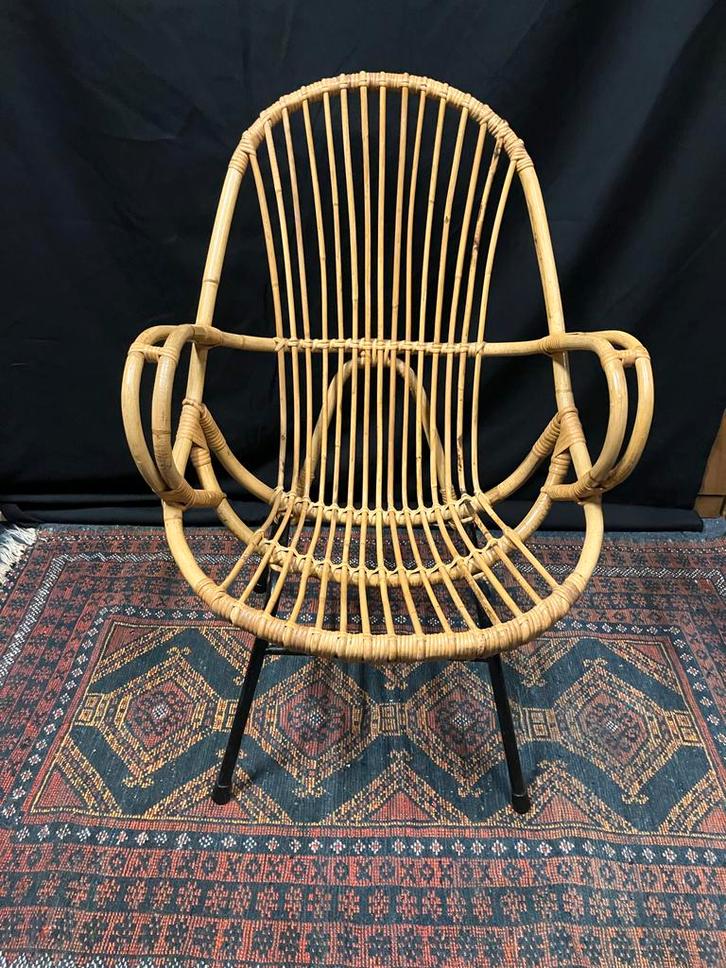 Vintage rotan fauteuil - rohe noordwolde, Huis en Inrichting, Fauteuils, Zo goed als nieuw, Ophalen of Verzenden