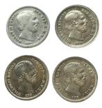 *****NEDERLAND  -  4 x 5 Cent Koning Willem III  -  ZILVER *, Postzegels en Munten, Munten | Nederland, Setje, Zilver, Koning Willem III