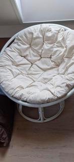 Rotan Papasan Stoel - Rond, Huis en Inrichting, Stoelen, Gebruikt, Wit, Bohemian, Ophalen of Verzenden