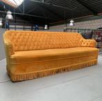 Prachtige donker gele 3zits bank - vintage retro velours, Ophalen, Hout, Gebruikt, Driepersoons