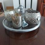 Plateau / Etagere met waxinelicht, Huis en Inrichting, Woonaccessoires | Dienbladen, Ophalen, Gebruikt, Rond, Hout