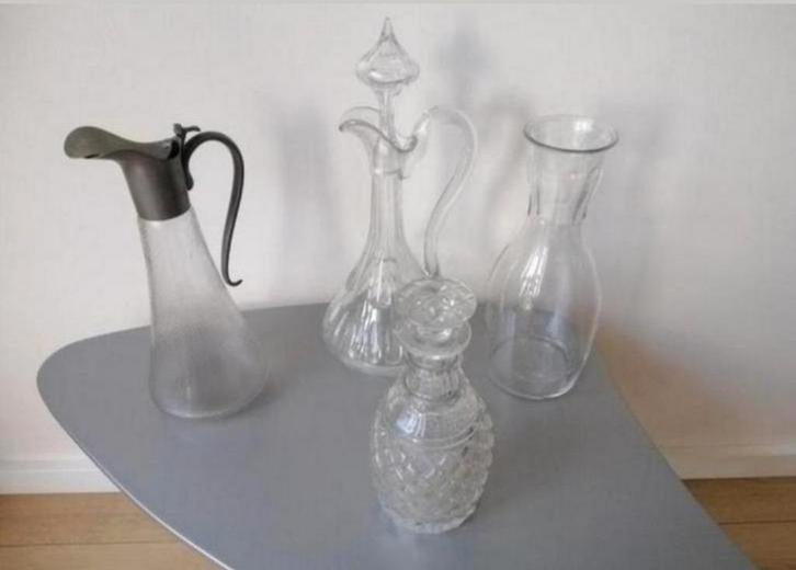 4x midcentury glazen karaf voor whisky, wijn of water, Antiek en Kunst, Antiek | Glas en Kristal, Ophalen of Verzenden