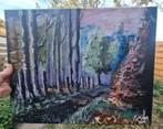 Acrylschilderij op canvas - Boslandschap in herfstkleuren., Antiek en Kunst, Ophalen