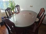 Handgemaakte Chinese eettafel met 8 stoelen, Antiek en Kunst, Antiek | Meubels | Tafels, Ophalen