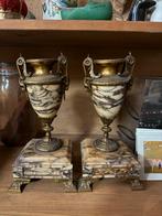 Elegant Paar Vintage Marmer & Verguld Brons Urnen - Neoklass, Ophalen of Verzenden