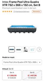 Intex Ultra XTR Frame zwembad 732 x 366 x 132 cm, Tuin en Terras, Zwembaden, Gebruikt, 300 cm of meer, Rechthoekig, Ophalen