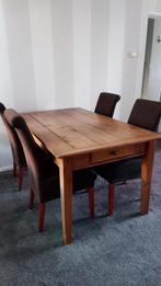 Eethoek 4 stoelen afneembare hoezen, Huis en Inrichting, Complete eetkamers, Ophalen, Gebruikt, Landelijk, 4 tot 6 stoelen
