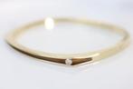 14 Karaat Gouden Slavenarmband Met Diamant, Ophalen of Verzenden, Zo goed als nieuw, Goud, Goud