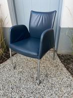 4 Eetkamerstoelen leer, Huis en Inrichting, Stoelen, Blauw, Vier, Modern, Gebruikt