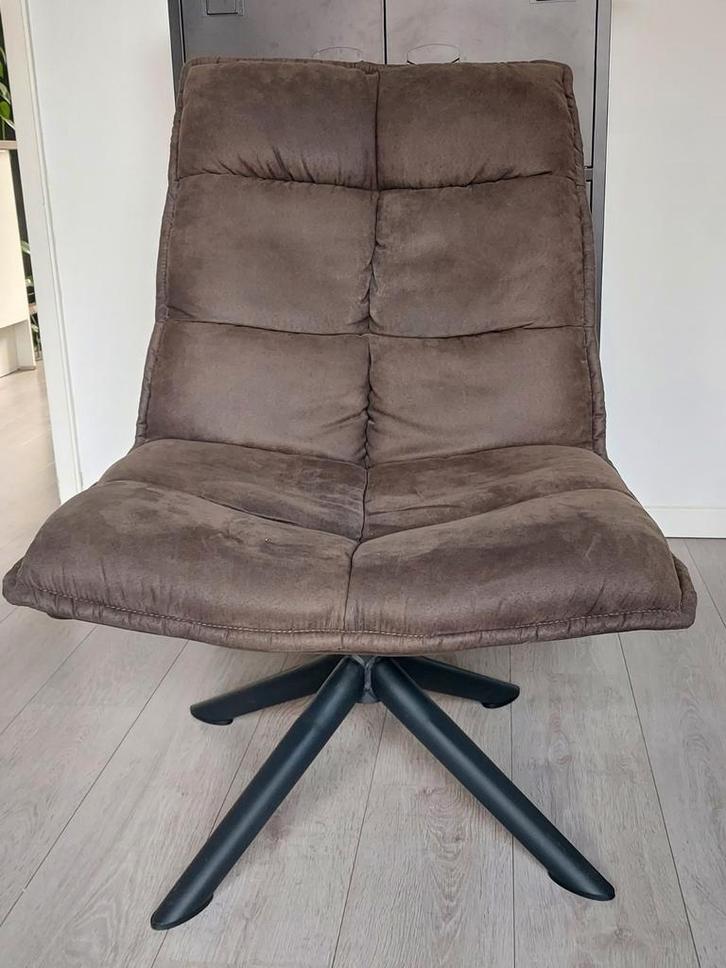 Leen Bakker Draaifauteuil Clayton, Huis en Inrichting, Fauteuils, Metaal, Stof, 50 tot 75 cm, 75 tot 100 cm, Ophalen