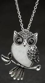Kettinghanger 'Uil' Tibet zilver met Ivoor natuursteen NIEUW, Wit, Nieuw, Ophalen of Verzenden, Steen of Mineraal