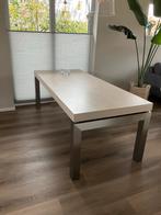 Eiken fineer eettafel 200x90cm - RVS look, Huis en Inrichting, Tafels | Eettafels, Ophalen, Gebruikt, Eikenhout, 200 cm of meer