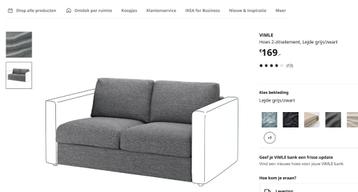 Ikea VIMLE Hoes 2-zitselement, Lejde grijs/zwart beschikbaar voor biedingen