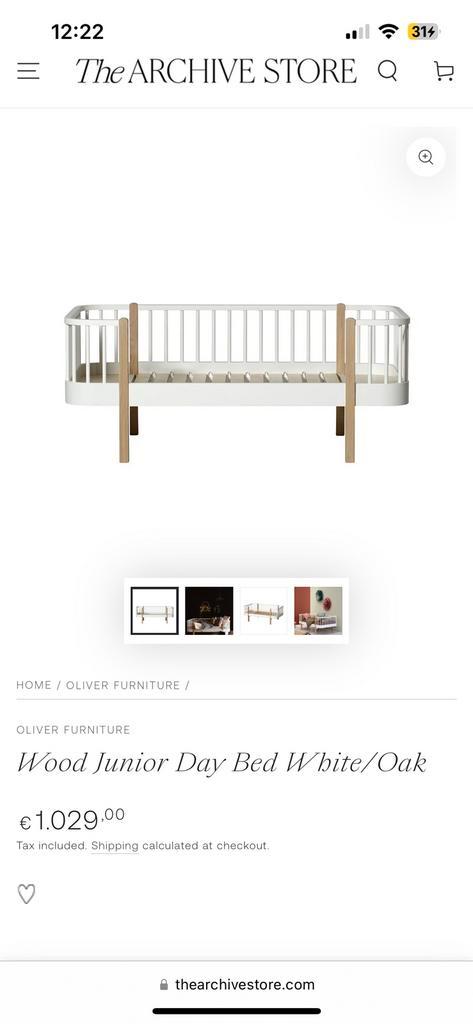 Zgan bed Oliver furniture wood junior day bed white oak, Kinderen en Baby's, Kinderkamer | Bedden, Zo goed als nieuw, 180 cm of meer