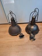 Vintage Industriële Hanglampen Set, Gebruikt, Ophalen of Verzenden, Metaal, Minder dan 50 cm