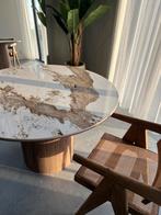 Eettafel Japandi Stijl Rond Wit/Bruin, Huis en Inrichting, Japandi, Rond, Nieuw, Ophalen of Verzenden