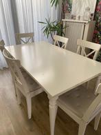 Eettafel + 6 stoelen, Huis en Inrichting, Ophalen, Gebruikt, 50 tot 100 cm, Vijf personen of meer