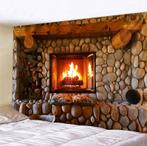 Openhaard Wandkleed / 3D Wand Kleed Vuur Stenen Muurkleed, Huis en Inrichting, Verzenden, Nieuw, Rechthoekig, 200 cm of meer