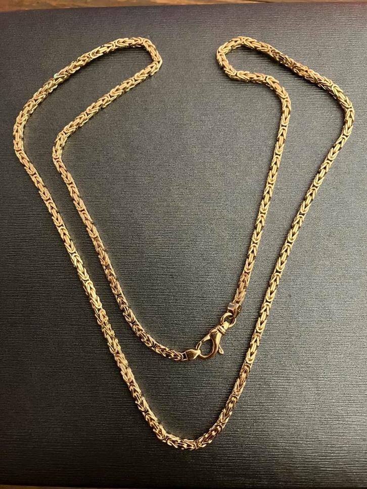 Prachtige 18k koningsketting nieuwstaat 60cm 2.5 mm 32.6gram, Sieraden, Tassen en Uiterlijk, Kettingen, Zo goed als nieuw, Goud