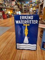Oud emaille reclamebord Erkend Waterfitter, Ophalen of Verzenden, Gebruikt, Reclamebord