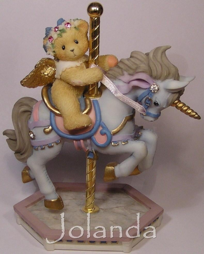 Cherished Teddies Carrousel Paard Crystal Goud, Verzamelen, Ophalen of Verzenden, Zo goed als nieuw, Beeldje, Cherished Teddies