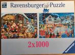 Ravensburger kerstpuzzel 2x1000 stukjes, Hobby en Vrije tijd, Denksport en Puzzels, Ophalen of Verzenden, Zo goed als nieuw