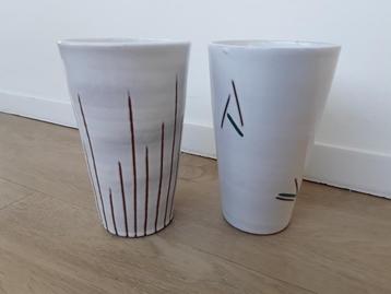 Vintage aardewerken vazen Potterie Haemstede, 17cm hoog, p.s beschikbaar voor biedingen