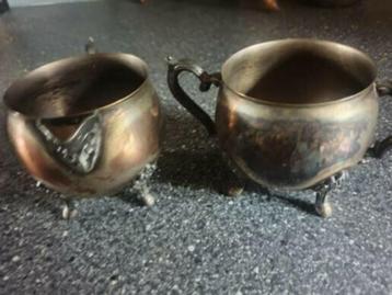 Mooi antiek suiker en melk stelletje merk leonard zilver aan beschikbaar voor biedingen