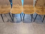 4 eetkamerstoelen goud/geel/oker, Huis en Inrichting, Stoelen, Ophalen, Gebruikt, Overige kleuren