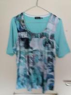 Een mint-groen T-Shirt met hemd-print er op en korte mouw., Maat 38/40 (M), Witteveen., Ophalen of Verzenden, Zo goed als nieuw