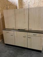 Keukenblok met hoge bovenkasten, Huis en Inrichting, Keuken | Complete keukens, Ophalen, Gebruikt, Staal of Rvs, Enkelwandige keuken