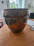 Antieke Koperen Plantenbak met Eikenblad Motief, Ophalen of Verzenden