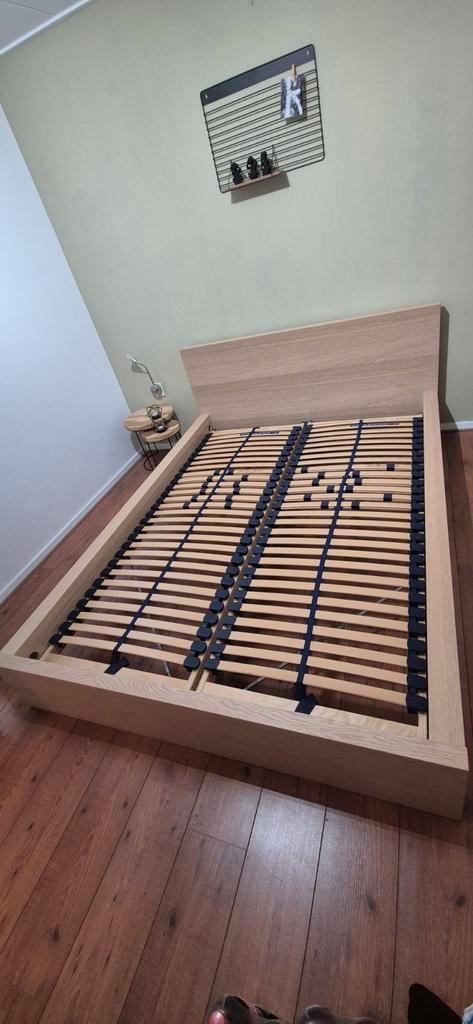 Ikea Malm bed inc. Lattenbodems, Huis en Inrichting, Slaapkamer | Bedden, Tweepersoons, 140 cm, 200 cm, Hout, Ophalen