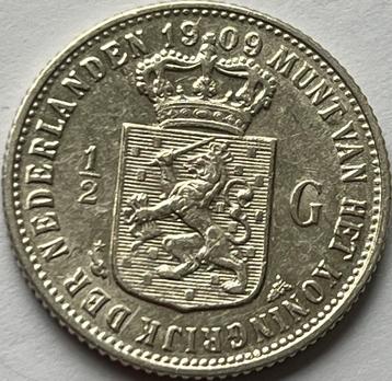 Schitterende halve gulden 1909 beschikbaar voor biedingen