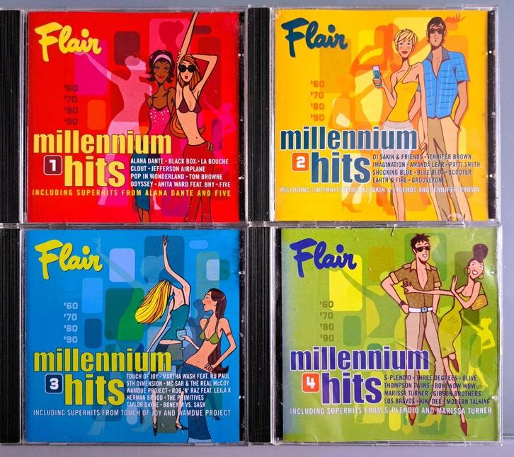 Cd's: Flair Millennium Hits deel 1, 2, 3 en 4 (ppst), Cd's en Dvd's, Cd's | Verzamelalbums, Zo goed als nieuw, Pop, Ophalen