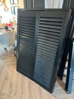 Zwarte houten jaloezieën shutters, Ophalen of Verzenden, Zo goed als nieuw, Elektrische bediening, 150 tot 200 cm