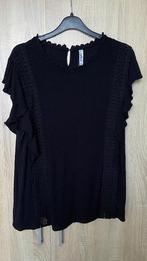 Leuk zwart t- shirt met leuke details, maat 46, Zwart, Maat 46/48 (XL) of groter, Ophalen of Verzenden, Korte mouw