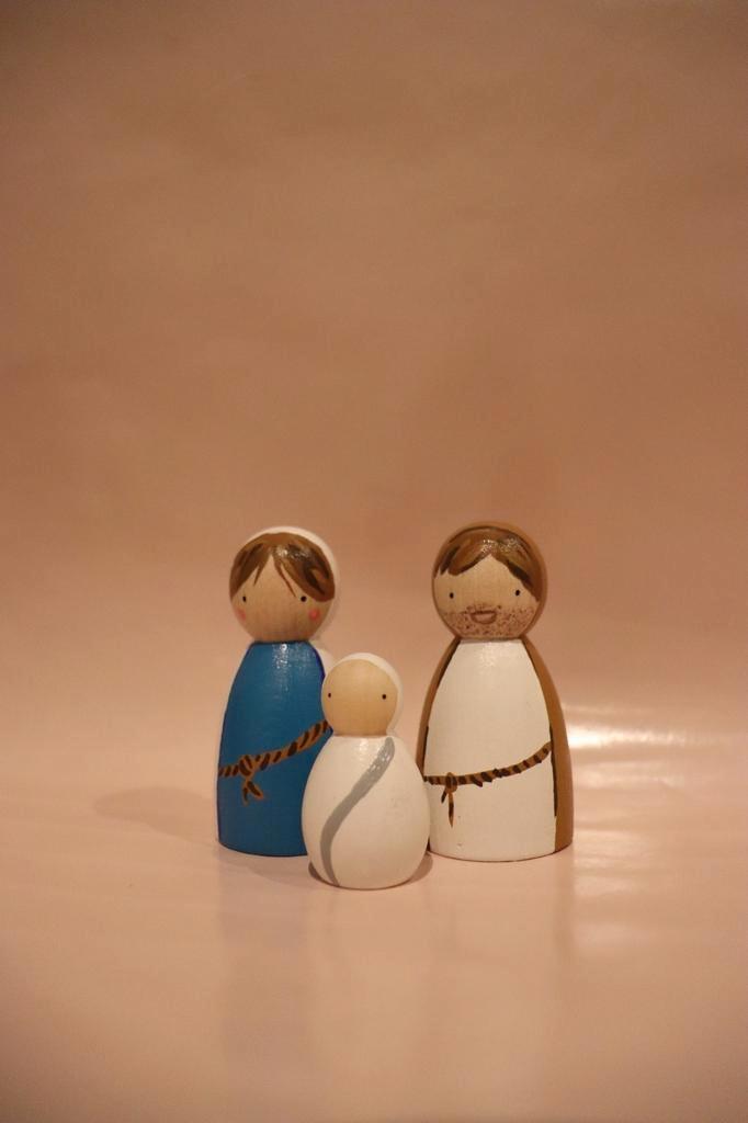 Kerststal peg dolls Jozef Maria Jezus seizoenstafel klas, Kinderen en Baby's, Speelgoed | Houten speelgoed, Nieuw, Ophalen of Verzenden