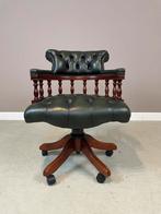 Originele Engelse Chesterfield bureaustoel “Captain’s Chair”, Huis en Inrichting, Ophalen, Zo goed als nieuw, Groen, Bureaustoel