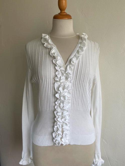 Elegant wit vest met ruches,  Anne Fontaine, mt 44, Kleding | Dames, Truien en Vesten, Zo goed als nieuw, Maat 42/44 (L), Wit