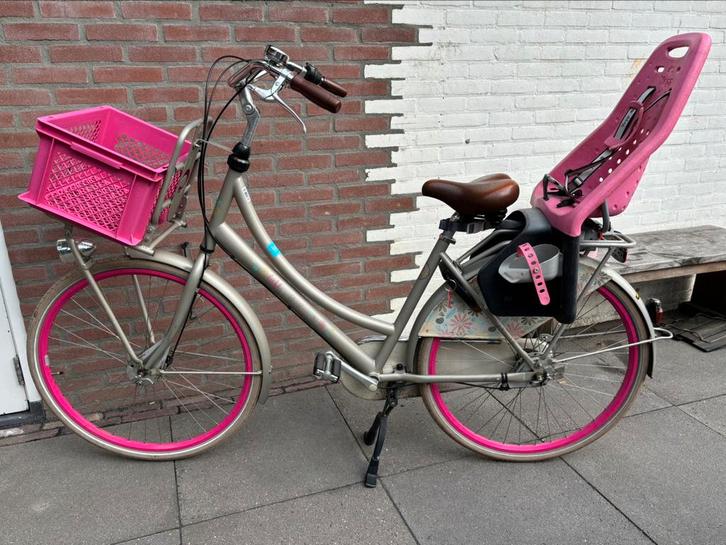 Cortina Lief - mamafiets met stoeltje en krat, Fietsen en Brommers, Fietsen | Dames | Moederfietsen, Gebruikt, Overige merken