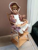 Vintage Babypop in Houten Kinderstoel, Ophalen, Gebruikt, Babypop