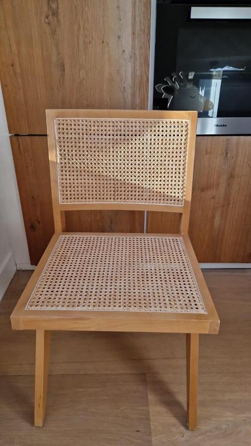 Stoelen eettafel riet + hout 2 stuks (+1 buitenbeentje), Huis en Inrichting, Stoelen, Zo goed als nieuw, Twee, Hout, Riet of Rotan