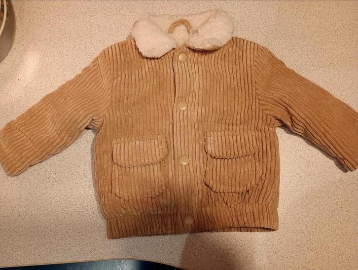 Winterjas herfst jas rib beige camel teddy gevoerd warm 74, Kinderen en Baby's, Babykleding | Maat 74, Nieuw, Meisje, Jasje, Ophalen of Verzenden